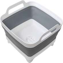 2 Pack Dishpan For Washing Dishes, 24Gal_9L Wash Basin With Draining Plug Carry Handles, Collapsible Bucket For Cleaning, Portable Sink, Foldable Plastic Tub - MàuA - Xem 1