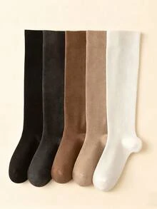 2 قطعة/10 قطع جوارب طويلة للنساء، جوارب ضاغطة للساق، جوارب بدون غرز، لون أحادي، بطراز مدرسي، قابلة للتنفس، ناعمة ومريحة، مناسبة للارتداء اليومي، التمارين الرياضية، المكتب، جميع المواسم والمناسبات [ملاحظة: الكمية لكل قطعة]