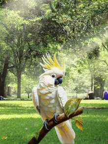 Encantador Loro Blanco de Jardín - Decoración plana 2D de acrílico para el jardín, arte de pájaros para el patio y el jardín, decoración de metal sin batería para pájaros de exterior, decoración de pájaros de exterior