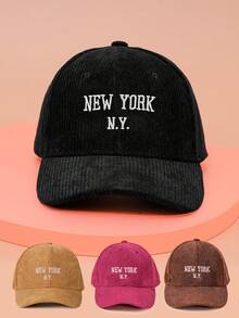 1 件女式 ANGELES 灯芯绒棒球帽，可调节户外防晒休闲帽，适合春秋季旅行和海滩，男女通用 Y2K 风格太阳帽，适合年轻人