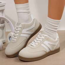 Office Work Sneakers Woman Modern Casual Sporty Colorblock Patchwork Upper German Training Sneakers Spring Autumn Tennis Shoes Sneakers Outdoor Walking Travel Sport - 米色 - 查看 4