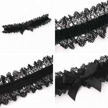 1PC Lace Garter Sexy Satin Bow Bride Wedding Garters Leg Chain Rings For Women Thigh High Bridal Party Porm Body Accessory - Black - View 6