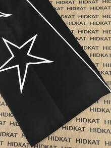 Hidkat Quần ống rộng dáng suông mùa xuân hè cho nữ, họa tiết ngôi sao, kẻ sọc, chữ cái, màu trơn, phong cách đường phố, Y2K, thoải mái, mặc hàng ngày, màu đen. - màu đen - Xem 4