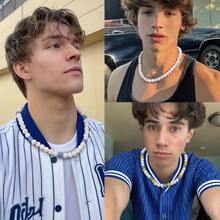 Baseball, Bling Beaded Women Men, Baseball Drip Necklace Bead Inspired Sports Jewelry, 17. Inches, AgeOver 8 Years Old - White-lightblue-red-17.7" - View 6