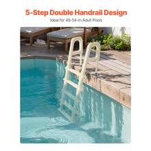 Swimming Pool Ladder, 75°Inclined 5-Step Double Handrails Stair, Non-Slip Heavy Duty Steps, Load Capacity 300 Lb, For 48-54 In Inground & Above-Ground Pools Of Any Deck Surface Indoor & Outdoor - 75°Inclined 5-Step - 查看 2