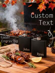 Personalized 6oz Matte Black Flask, Groomsman Gift, Best Man Gift, Father's Day Gift, Wedding Party Gift, Boyfriend Gift