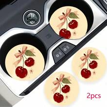 2pcs Car Cup Coaster, Stylish & Durable Fast-Drying Car Cup Mat