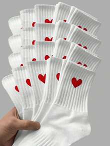 20/15/10/5/3/1 par de calcetines largos reforzados en la cintura que absorben la humedad y el sudor, calcetines blancos con forma de corazón, calcetines negros, calcetines hasta el muslo, calcetines largos, calcetines de mujer, calcetines largos, calcetines suaves de mujer, calcetines largos normales de mujer y calcetines de longitud media diarios