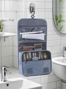 Brodark 1个大容量带挂钩化妆包，化妆品收纳袋，洗漱包，旅行必备，邮轮必备，宿舍必备 - 灰色 - 查看 6