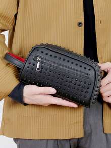 Bolso de mano con tachuelas estilo punk rock Y2K, embrague de muñeca, bolsa de muñeca unisex para viajes, regalos de Navidad, San Valentín, Halloween, Día del Padre