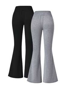 2pcs Girls' Casual Knit Jogger Pants Set - Multicolor - View 2