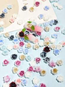 50 szt./worek, 3D, 8 mm, dwukolorowe, suszone róże kamelii, akcesoria do zdobienia paznokci, DIY, rozmazywanie, retro, żywica, rzeźbiona kamelia, mieszane kolory, do paznokci trumiennych, francuskich, migdałowych, długich i krótkich, owalnych, kwadratowych, biżuterii, czapek na zakończenie studiów, etui na telefon DIY