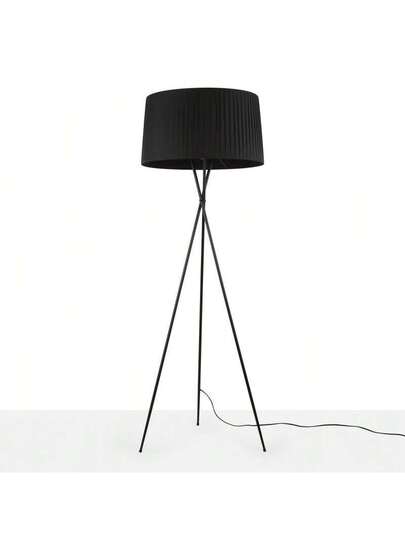 Alpinaluz London Tripod Vloer Lamp Moderne Nordic 60cm Round Zwart Textile Shade, E27, Height 168cm view 7