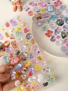 3D Cute Holographic Embossed Style Stickers 3D Cartoon 3D Stickers Valentine's Day Party Series, Student Rewards, Holiday Gifts, Cute DIY Phone Case, Notebook, Shaking Stickers 3D Embossed, 3D Glitter Stickers - 3D Cartoon Reward Stickers - Decorations For Phone Cases, Backpacks, Cups, Scrapbook Supplies