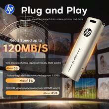 Ổ đĩa flash USB 3.2 HP 64GB vỏ kim loại, USB tốc độ cao 128GB, ổ cứng di động 256GB dùng cho máy tính để bàn, máy tính xách tay và TV. - Bạc - Xem 7