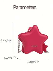 [US-Based Shipping]New Fashion Classic Cute Solid-Color PU Waterproof Fabric Alphabet Pattern Decorative Design Star-Shaped Special-Design Bag Metal Chain Crossbody Bag Perfect For Small Households To Carry While Shopping Ideal For Shopping Trips, Parties, And Gifting To Girlfriends, Besties, Or Mothers Holiday-Themed Metal Chain Fashionable Small Crossbody Bag - 玫紅色 - 查看 8