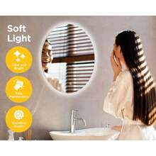 Round LED Bathroom Wall Mounted AntiFog Mirror Size 50 Cm