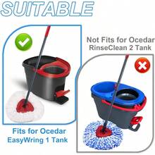 2 Pack Spin Mop O Cedar EasyWring 1, Chenille Mop Replace Refill With 30 - 58 In Handle And 1 Base, Multi - Surface Cleaning Floors, RVs - 2個拖把頭+1個手柄+1個底座 - 查看 3