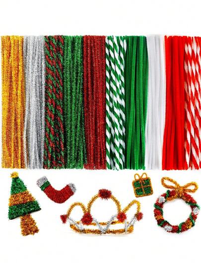 50/100/200pcs-Glitter Pipe Cleaners , Pipe Cleaners Craft Set, DIY Pipe Cleaners,Mixed Color Pipe Cleaners,Multicolor Chenille Stems, Colored Pipe Cleaner, Pipe Cleaners Craft Supplies Colorful Chenille Stems Pipe CleanersTinsel Stem Wired Twist Sticks Hair Strip DIY Craft Educational Handmade,DIY Craft Decoration, For Creative Handmade DIY Art Project,