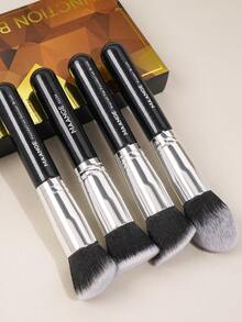 MAANGE 1 pieza/3 piezas/4 piezas Brocha de base de cabeza plana, herramientas de maquillaje con fibra suave para un fácil transporte, brocha para viaje