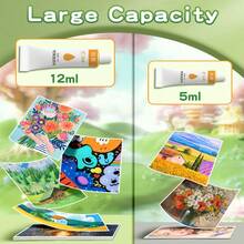 Professional Acrylic Paint Set - 23/29/35/47 Pcs, 12/18/24/36 Colors 12ml/0. 41floz Non-Fading Acrylic Color Bulk Tubes Kit With 7pcs Painting Brushes & 1 Palette & 3 5x7in Blank Paint Canvas, Professional Art Supplies For DlY Craft, Drawing, Painting, Canvas, Rock, Wood, Wall And Ceramic For Adults, Students, Beginners And Hobbists In Birthday, Easter And More - 均碼 - 查看 10