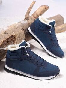 Stivaletti alla caviglia da donna con lacci e punta tonda per l'inverno, scarpe da ginnastica casual, calde, spesse, traspiranti e confortevoli, stile campus unisex