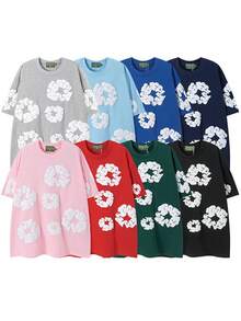 Cotton Blossom Foam-Printed American-Style Couple Sweatshirt & Shorts Casual Set For Men - 衛衣套裝粉紅色 - 查看 4
