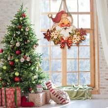 1pc/3pcs/60pcs Santa Claus Christmas Restaurant Wall, Door Hanging Decor, 28*30cm Rigid Fabric Wall Decor, Christmas Tree Ornament, Party Decoration, Home Decor - Red - View 4