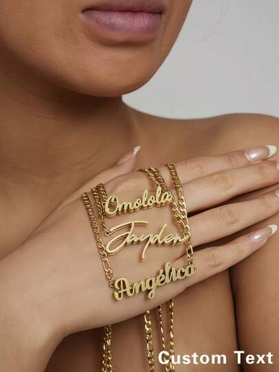 Personalized Luxury Gold Necklace, Stainless Steel Fashionable Chic Necklace, Bohemian/Cuban Style, Suitable As A Holiday Gift For Birthdays, Anniversaries, Valentine's Day, Christmas, For Friends, Lovers, Family, Daily Wear, Parties, Vacations, Weddings