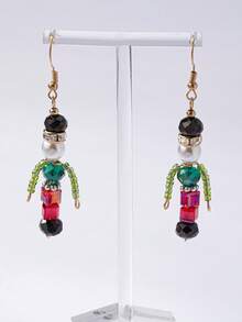 1 Pair Handmade Crystal Christmas Nutcracker Dangle Earring, Women Fashionable Winter Holiday Jewelry Gift