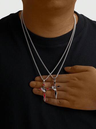 1pc Fashionable European & American Cross Pendant Necklace, Suitable For Men's Casual Street Wear And Gift