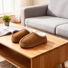 Women's Fuzzy House Slippers Genuine Suede Fluffy Winter Slipper Cozy Furry Warm Shoes Indoor/Outdoor - 棕色 - 查看 2