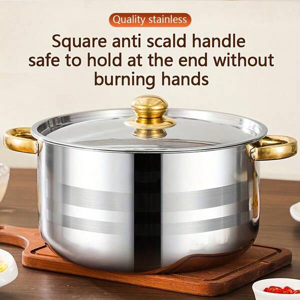 10pcs Stainless Steel Cookware Set, 5 Pots & 5 Lids, Dual-Handle Metal Lid Soup Pot, Made Of High-Quality Steel, Available In Multiple Colors, Suitable For Home Cooking And Restaurants, Ideal For Soups, Hot Pot, Noodles And Seafood