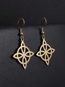 1 Pair Of Celtic Symbol Witch Knot, Bohemian Style Stainless Steel Pendant Charm, Fashionable Drop Earrings For Men And Women, Suitable For Everyday Wear, Christmas Gifts, Halloween Gifts - Multicolor - View 9