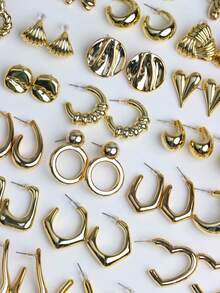 5/10/15Pairs/Lot Fashion Gorgeous Charming Women Men Earrings Geometric Water-Droplets Heart-Shaped Circles Flowers Styles Engagement Wedding Proposal Gifts Romantic Datings Daily Wearing Accessories