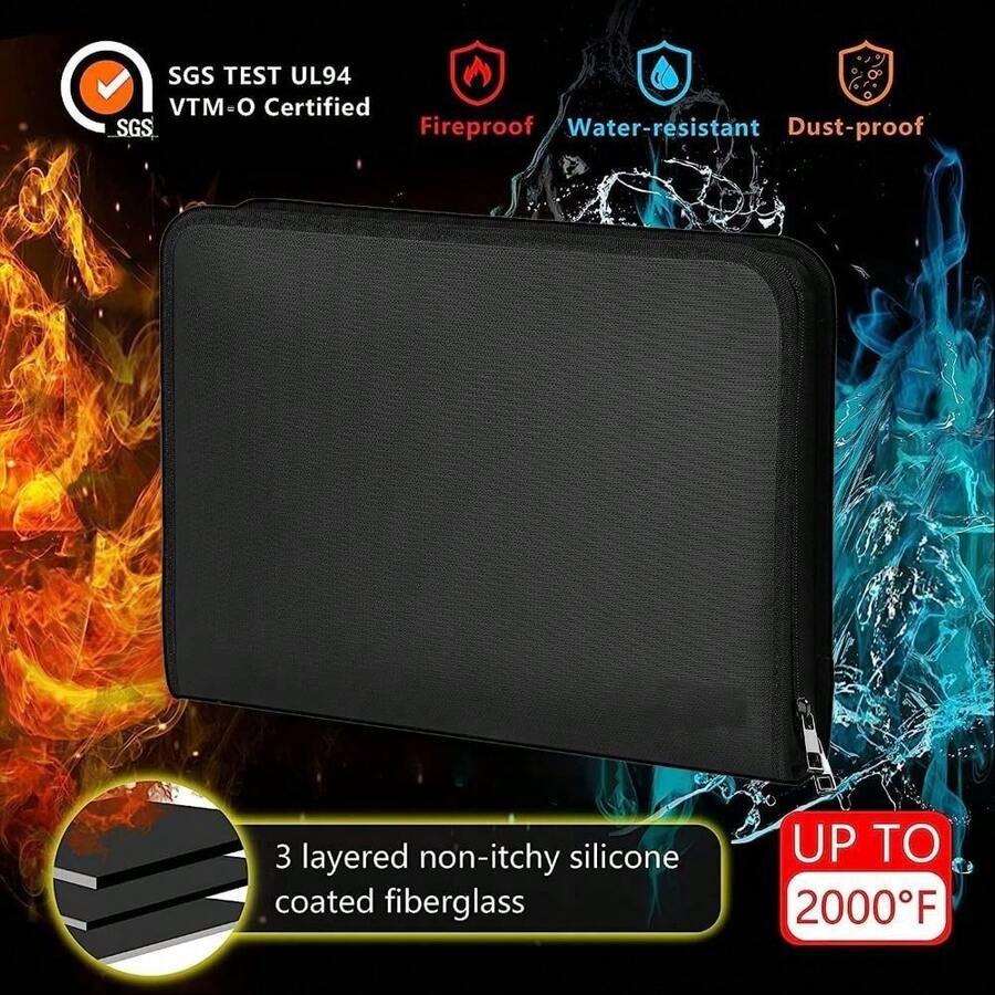 Accordion File Organizer,Flame Resistant Expanding File Folder With Multi Pockets,Portable Business Fire Storage Document Organizer Folder With Zipper For Documents And File - Multicolor - View 1