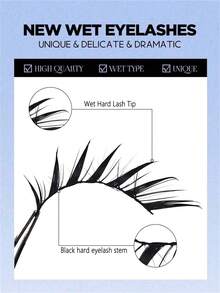 6/7对湿狐狸睫毛动漫假睫毛角色扮演假睫毛戏剧睫毛湿睫毛延长化妆工具 - 黑色 - 查看 6