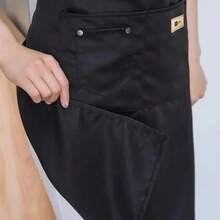 Unisex Adjustable Apron With Multiple Pockets - Polyester, Non- Fabric, Lightweight 140g/M² - Ideal For Cooking, BBQ, Baristas & Kitchen Use - Stylish Black Chef Apron With Fruit Design, Grill Accessorie - 酪梨021 - 查看 5