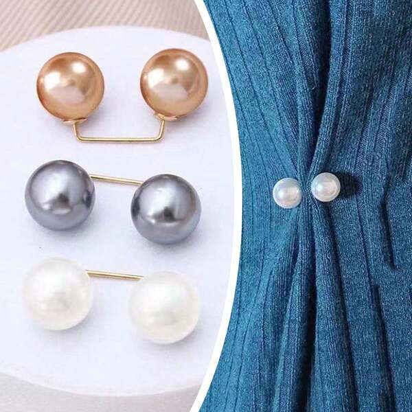 3pcs Non-Damaging Sewing-Free Pearl Brooch, Adjustable Pants Length Buckle, Waist Cincher Buckle, Clothing Decoration, Unique Christmas Gift For Teachers