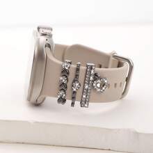 1 Set Women's Heart-Shaped Crystal Zinc Alloy Decorative Rings, Smart Watch Accessories, Compatible With Apple Silicone Watch Bands 38mm, 40mm, 41mm, 42mm, 44mm, 45mm, 49mm - Silver - View 11