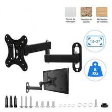 Soporte Tv Base Para Pantalla 14 A 27 Pulgadas Hasta 10kg Negro - Negro - Ver 1