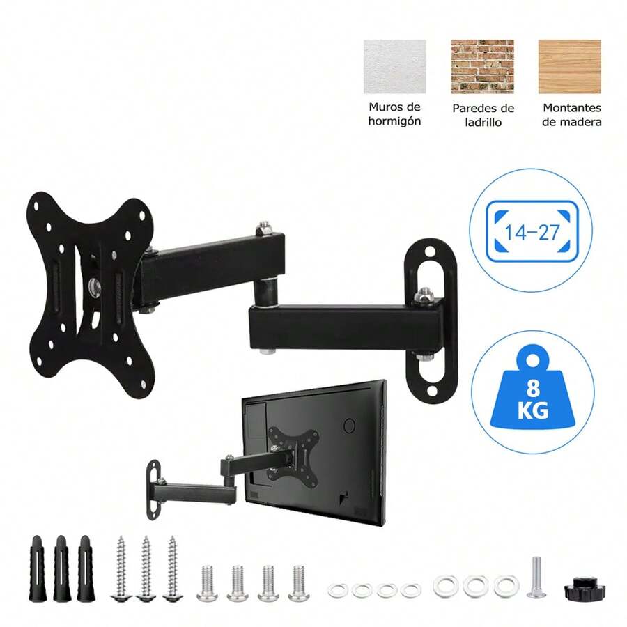 Soporte Tv Base Para Pantalla 14 A 27 Pulgadas Hasta 10kg Negro - Negro - Ver 1