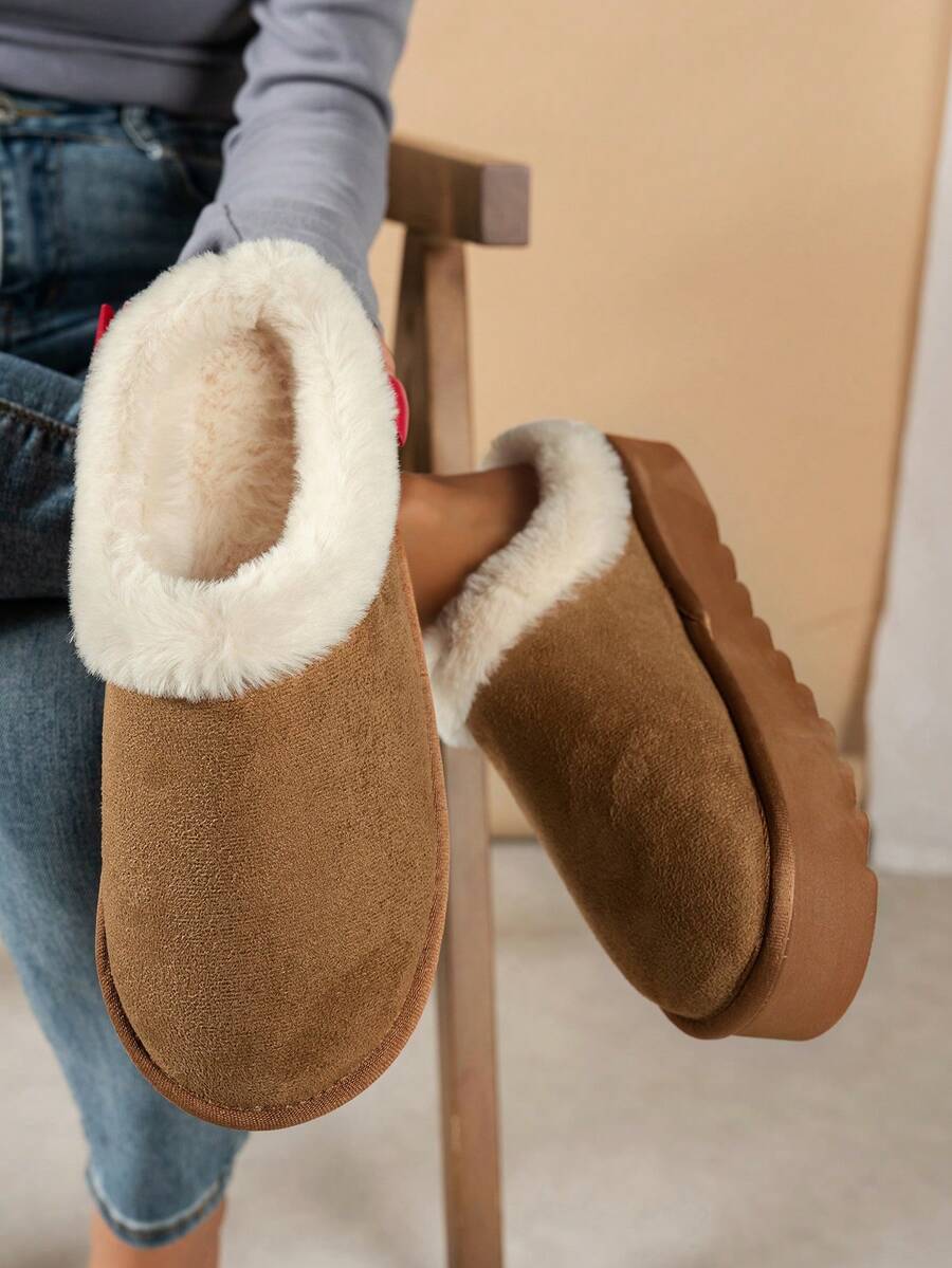 New Autumn/Winter Women Casual Soft Comfortable Warm Slippers, Suitable For Indoor And Outdoor Wear, Closed Toe And Heel, Thick Sole