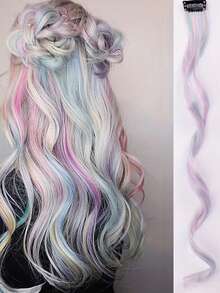 5pcs Invisible Clip One-Piece Wig Piece For Girl, Ear Dye Long Straight Hair, Laser Wire, Seamless Hair Extension Piece, Long-Lasting And Natural - Multicolor - View 6