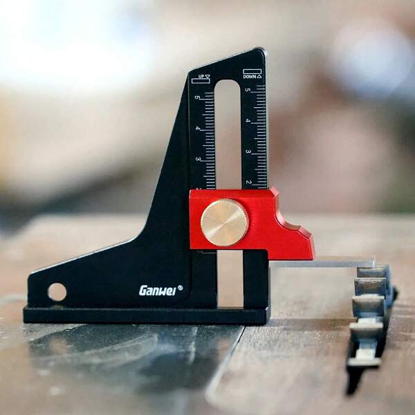 0-50mm einstellbarer Holzbearbeitungshöhenmesser mit Laserskala und Verriegelung für Säge- und Fräsentische, präzise Messung