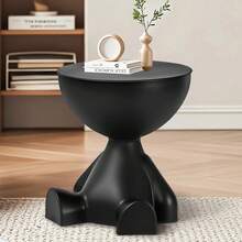 EZIFY Modern Creative Bear-Shaped Plastic Nightstand (Multi-Functional)Easy-Assemble Storage Furniture For Living Room/Bedroom (Small Space Solution) - Black - View 2