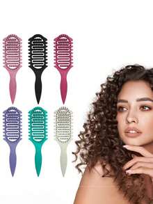 1 Pieza Nuevo Cepillo Rizador Mejorado con Cerdas y Diseño Especial, Cepillo Rizador, Diseñado Especialmente para Cabello Rizado, Moldeado y Peinado de Cabello Rizado para Hombres y Mujeres, Reduce el Tirón y la Separación del Rizo, Cepillo de Pelo, Peine, Herramientas para el Cabello, Productos y Accesorios para el Cabello, Adecuado para Salón de Belleza, Viaje y Artículos Esenciales - Multicolor - Ver 1