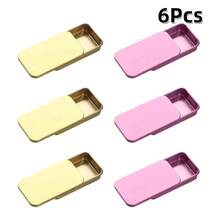 2/6Pcs Of 2.36X1.34X0.43 Inches, Sliding Top Tin Container, Tin Box Container, Small Item Storage Box With Lid, Such As Earrings, Jewelry Crafts, Etc