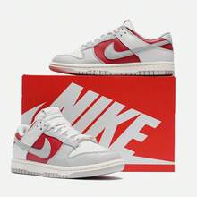 Nike Dunk Low Light Iron Ore Gym Red HJ9093-030 Mens Sizing New Fashion Sneakers - Red and White - View 2