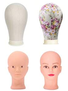 22 Inch Canvas Wig Head Model With Stand And Installation Holes, Suitable For Dynamic Wig Making, Low Irritation Canvas Wig Head Model For Women, Hair Styling, Wig Making And Display - Multicolor - View 3